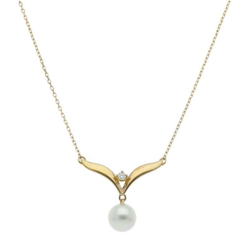Mikimoto pearl diamond necklace featuring a 7.0mm pearl on a 42cm silver chain