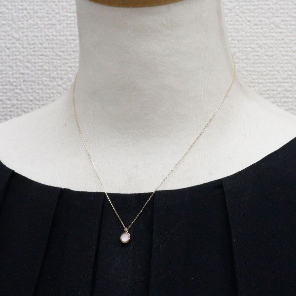 Agate K10YG bifoldstone quartz shell diamond pendant necklace with 40cm chain and 0.008ct diamond