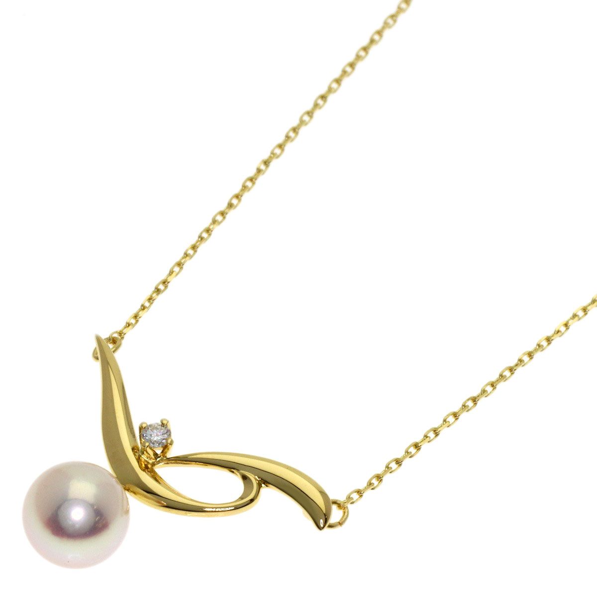 MIKIMOTO pearl diamond necklace in 18K yellow gold with 42cm chain for women