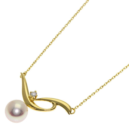 MIKIMOTO pearl diamond necklace in 18K yellow gold with 42cm chain for women