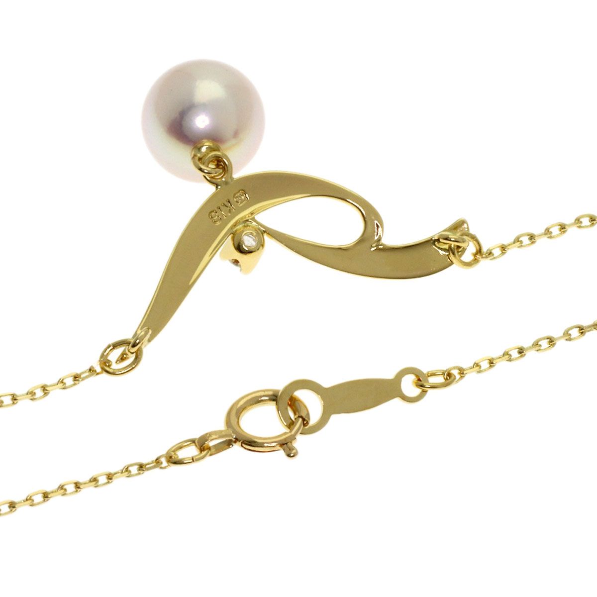 MIKIMOTO pearl diamond necklace in 18K yellow gold with 42cm chain for women