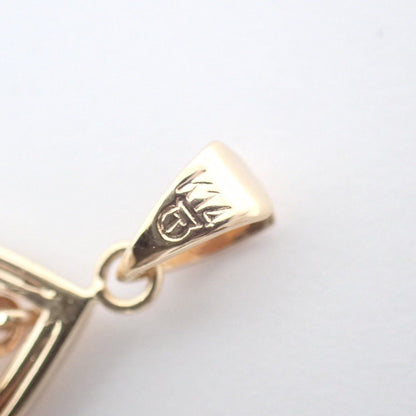 Tasaki pearl pendant top in K14 yellow gold with 6mm round pearl and small loop
