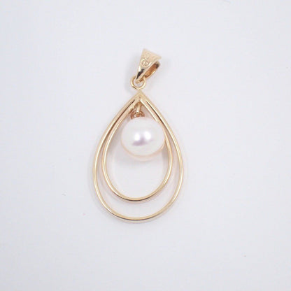 Tasaki pearl pendant top in K14 yellow gold with 6mm round pearl and small loop