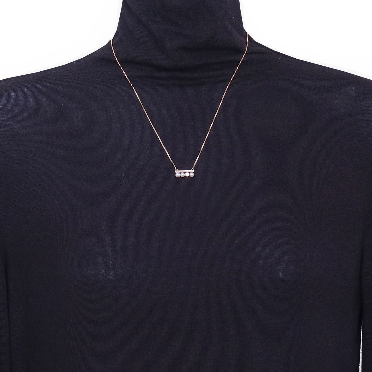 Tasaki Petit Balance Solo Necklace with 3 Akoya pearls and pink sapphire pendant on 45cm gold chain