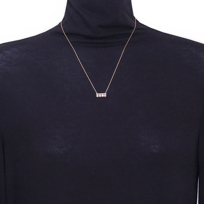 Tasaki Petit Balance Solo Necklace with 3 Akoya pearls and pink sapphire pendant on 45cm gold chain