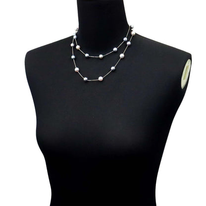 Tasaki Akoya Pearl 9.0-8.0mm white gold necklace 83cm adjustable slip chain
