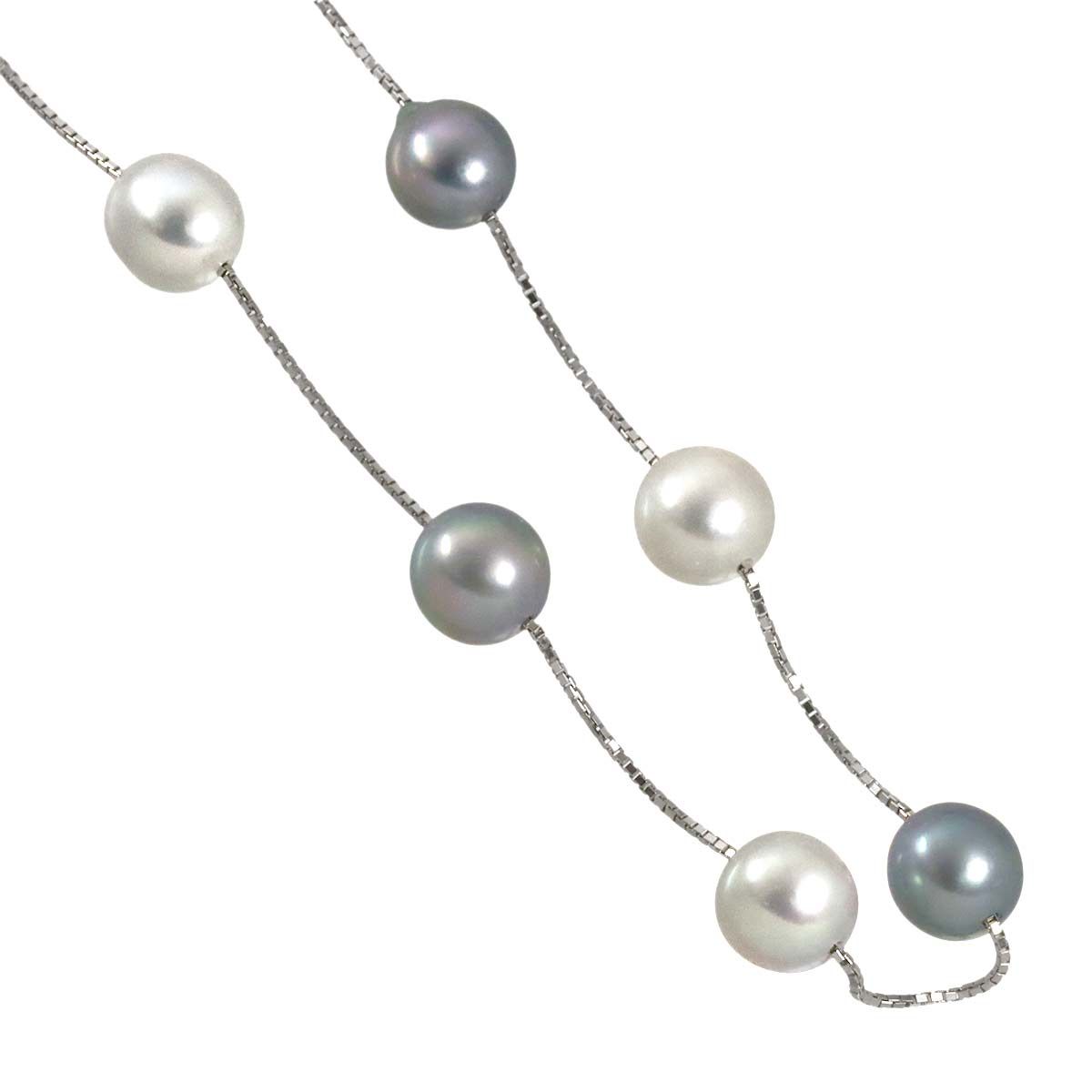 Tasaki Akoya Pearl 9.0-8.0mm white gold necklace 83cm adjustable slip chain