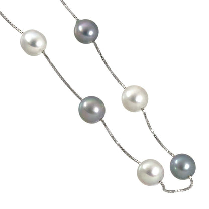 Tasaki Akoya Pearl 9.0-8.0mm white gold necklace 83cm adjustable slip chain