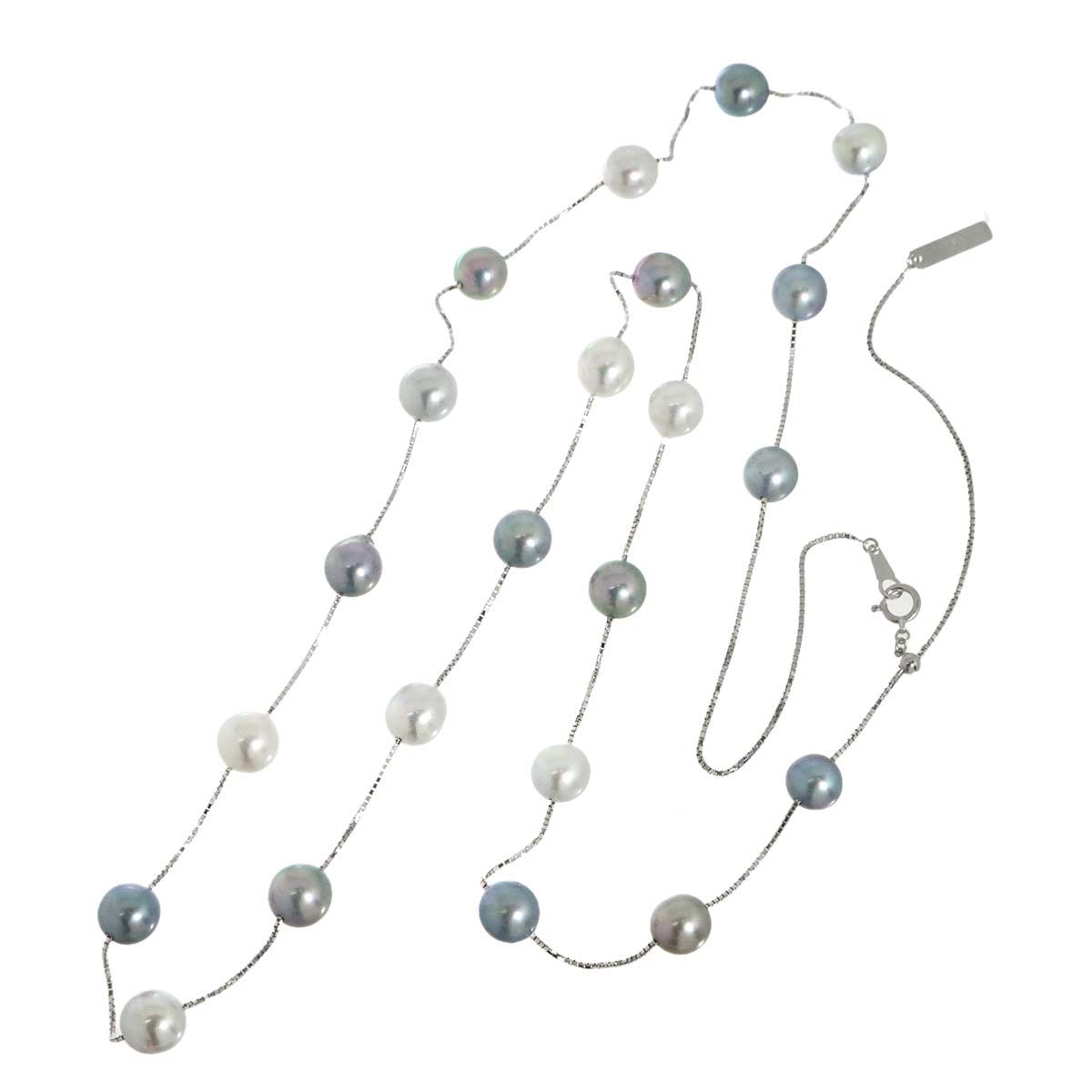 Tasaki Akoya Pearl 9.0-8.0mm white gold necklace 83cm adjustable slip chain