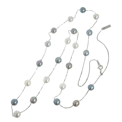 Tasaki Akoya Pearl 9.0-8.0mm white gold necklace 83cm adjustable slip chain