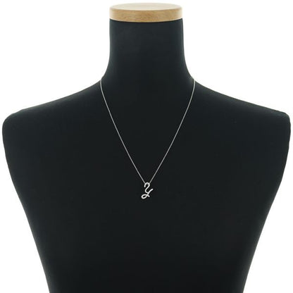 Mikimoto diamond initial Y necklace in 18k white gold with 42-50 cm chain and 18x10 mm pendant