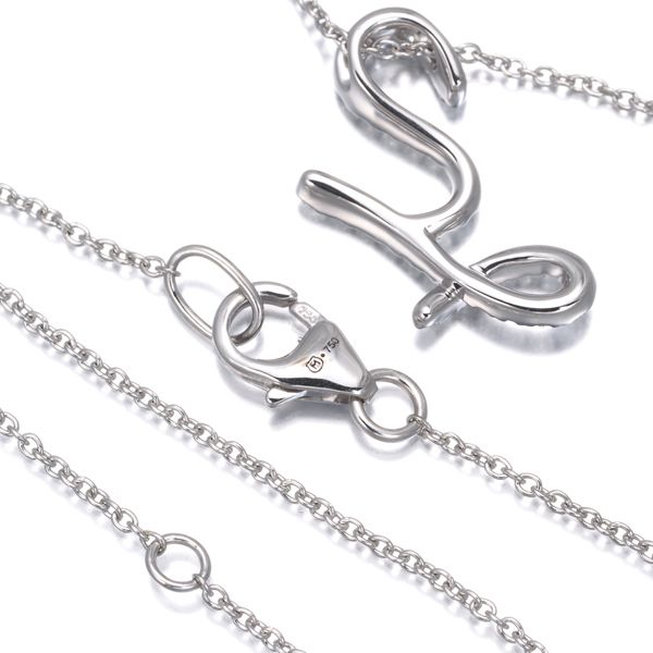 Mikimoto diamond initial Y necklace in 18k white gold with 42-50 cm chain and 18x10 mm pendant