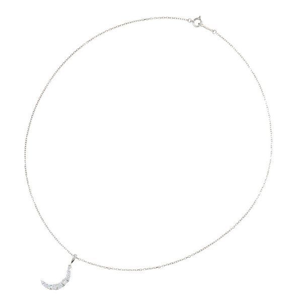 Mikimoto Diamond Necklace Moon pendant in white gold with diamonds on a 40.5cm chain