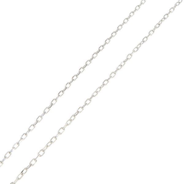 Mikimoto white gold diamond necklace with 7 round cut and 1 square cut diamonds, 40 cm length