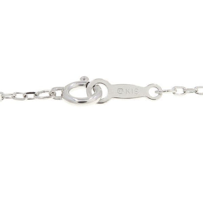 Mikimoto white gold diamond necklace with 7 round cut and 1 square cut diamonds, 40 cm length