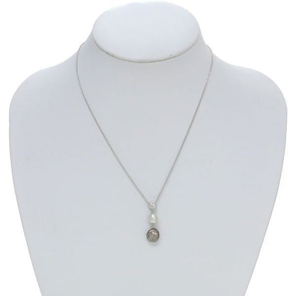 Mikimoto Baroque Pearl Necklace in white gold with white and kuro pearls featuring butterfly motif