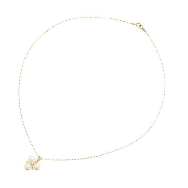 Mikimoto Akoya pearl and diamond necklace 40cm yellow gold with clasp and round pearls