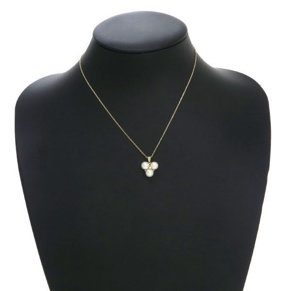 Mikimoto Akoya pearl and diamond necklace 40cm yellow gold with clasp and round pearls