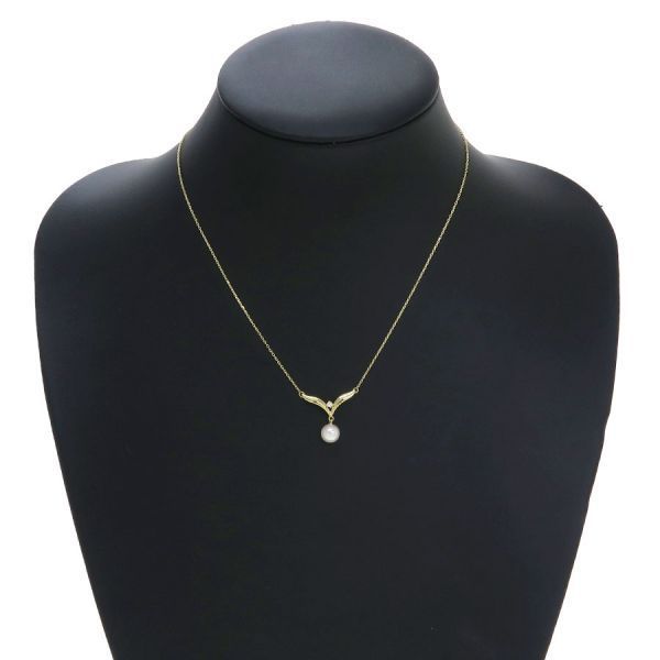 Mikimoto Acoya pearl diamond necklace with 7mm pearls and diamond pendant measuring 19.3mm by 20.5mm