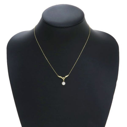 Mikimoto Acoya pearl diamond necklace with 7mm pearls and diamond pendant measuring 19.3mm by 20.5mm