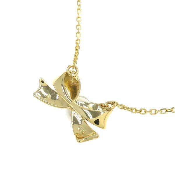 Mikimoto Akoya pearl necklace in 18k yellow gold with 5.1mm pearls and ribbon design, 39.5 cm length