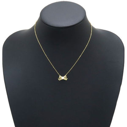 Mikimoto Akoya pearl necklace in 18k yellow gold with 5.1mm pearls and ribbon design, 39.5 cm length