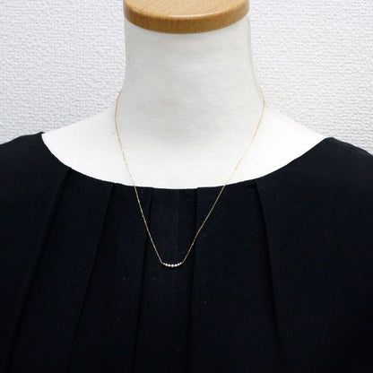 Agate K18YG yellow gold pendant necklace with seven diamonds and a 45.5 cm chain