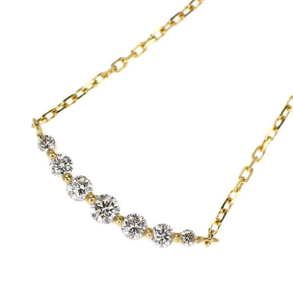 Agate K18YG yellow gold pendant necklace with seven diamonds and a 45.5 cm chain