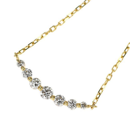 Agate K18YG yellow gold pendant necklace with seven diamonds and a 45.5 cm chain