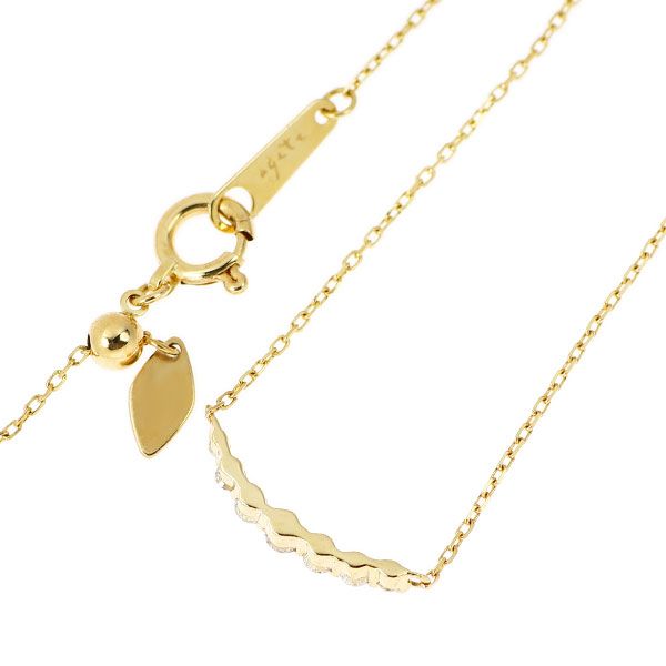 Agate K18YG yellow gold pendant necklace with seven diamonds and a 45.5 cm chain