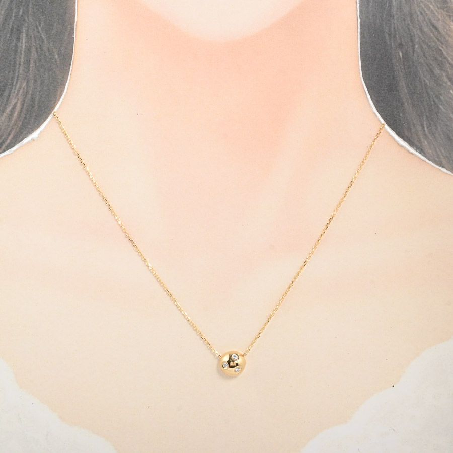 MIKIMOTO diamond necklace in K18 yellow gold with 0.06 ct diamond and adjustable chain length