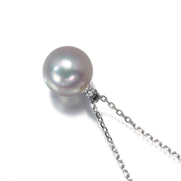 Tasaki necklace featuring 8.1mm pearl and 0.01ct diamond on 18k white gold chain
