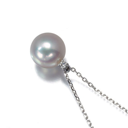 Tasaki necklace featuring 8.1mm pearl and 0.01ct diamond on 18k white gold chain