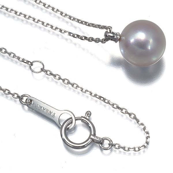 Tasaki necklace featuring 8.1mm pearl and 0.01ct diamond on 18k white gold chain