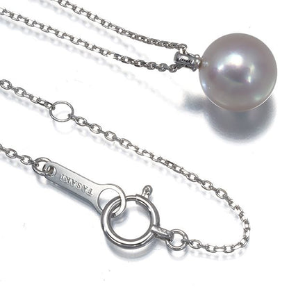 Tasaki necklace featuring 8.1mm pearl and 0.01ct diamond on 18k white gold chain
