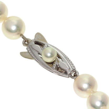 MIKIMOTO ladies pearl earrings and necklace set in K14 white gold with 6.5-6.9mm pearls and 37cm chain