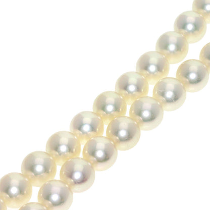 MIKIMOTO ladies pearl earrings and necklace set in K14 white gold with 6.5-6.9mm pearls and 37cm chain