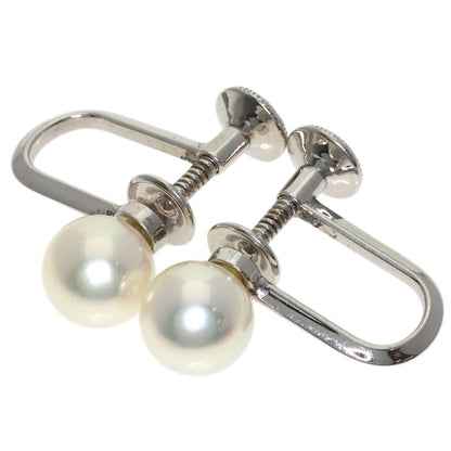 MIKIMOTO ladies pearl earrings and necklace set in K14 white gold with 6.5-6.9mm pearls and 37cm chain