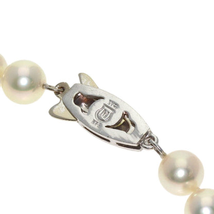 MIKIMOTO ladies pearl earrings and necklace set in K14 white gold with 6.5-6.9mm pearls and 37cm chain