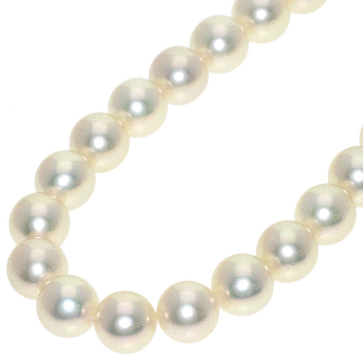MIKIMOTO ladies pearl earrings and necklace set in K14 white gold with 6.5-6.9mm pearls and 37cm chain