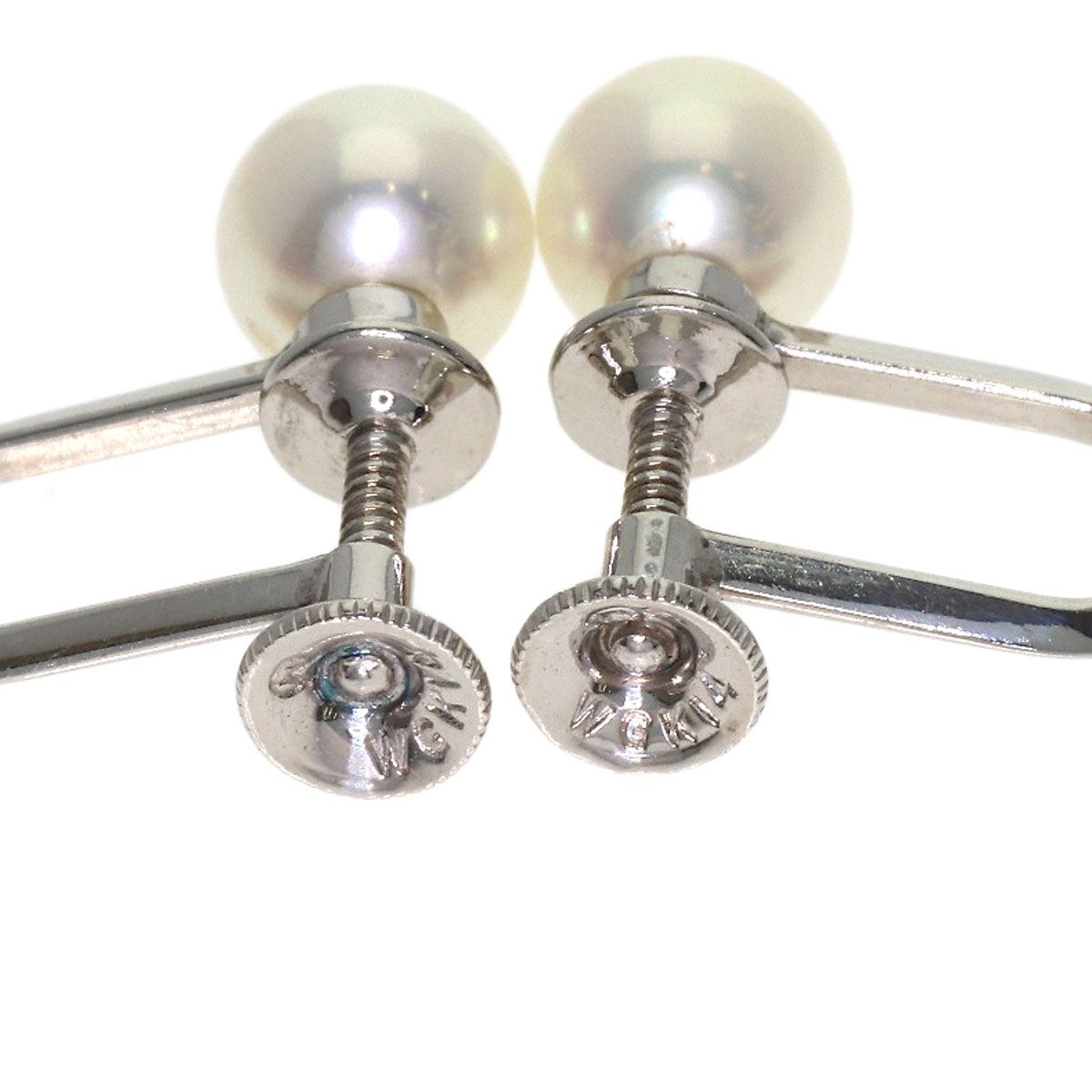 MIKIMOTO ladies pearl earrings and necklace set in K14 white gold with 6.5-6.9mm pearls and 37cm chain