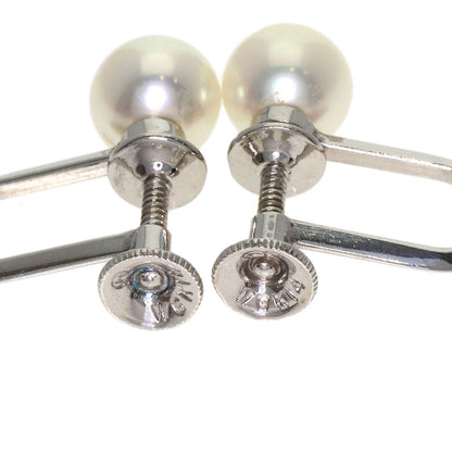 MIKIMOTO ladies pearl earrings and necklace set in K14 white gold with 6.5-6.9mm pearls and 37cm chain