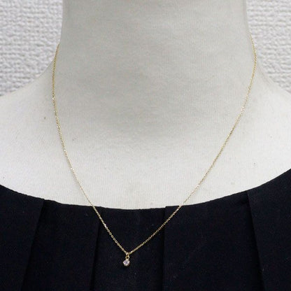 Agete K14YG yellow gold diamond pendant necklace with 0.05ct diamond on 40 cm chain