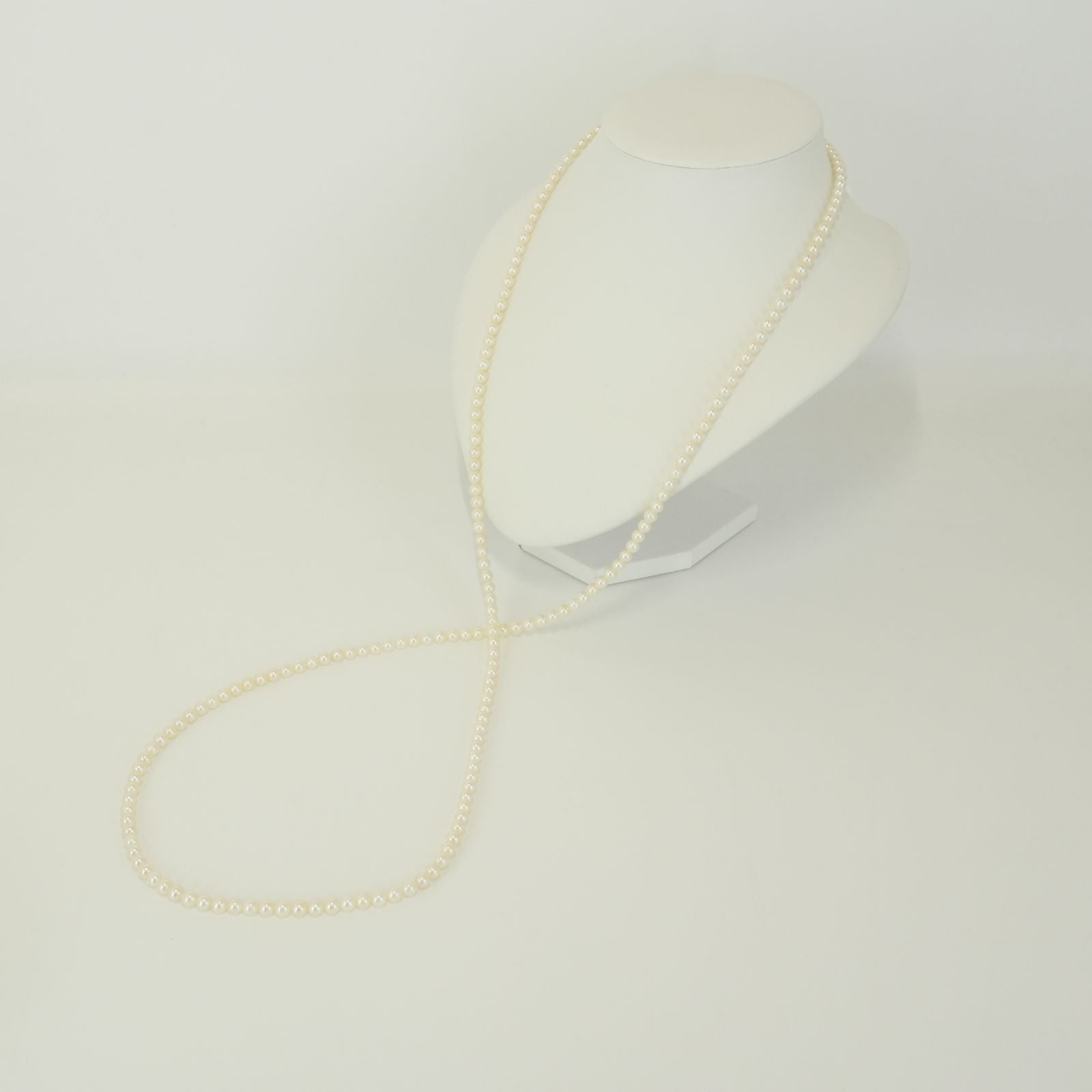 109cm long silver necklace featuring Akoya pearls with elegant and classic design 24-5186M