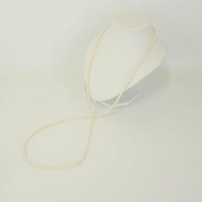 109cm long silver necklace featuring Akoya pearls with elegant and classic design 24-5186M