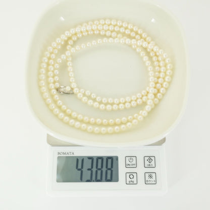 109cm long silver necklace featuring Akoya pearls with elegant and classic design 24-5186M