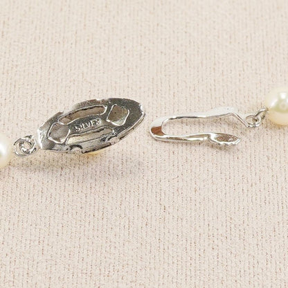 109cm long silver necklace featuring Akoya pearls with elegant and classic design 24-5186M