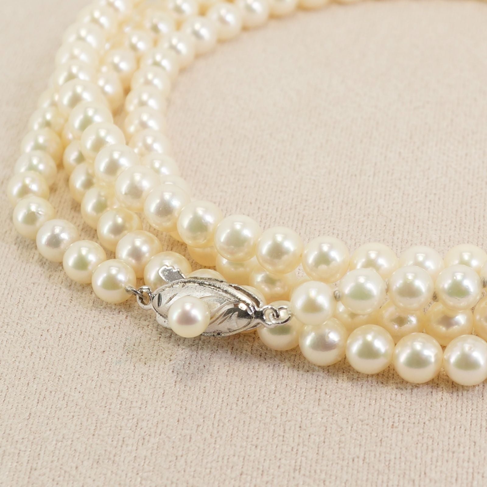 109cm long silver necklace featuring Akoya pearls with elegant and classic design 24-5186M