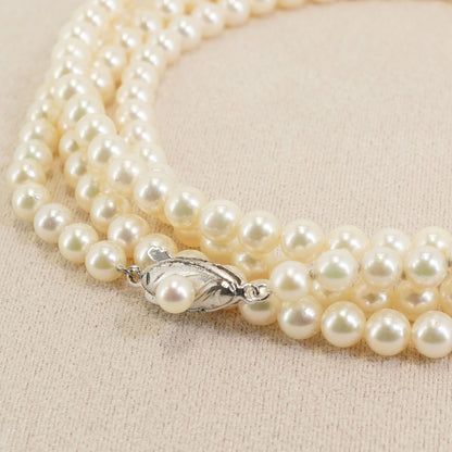 109cm long silver necklace featuring Akoya pearls with elegant and classic design 24-5186M