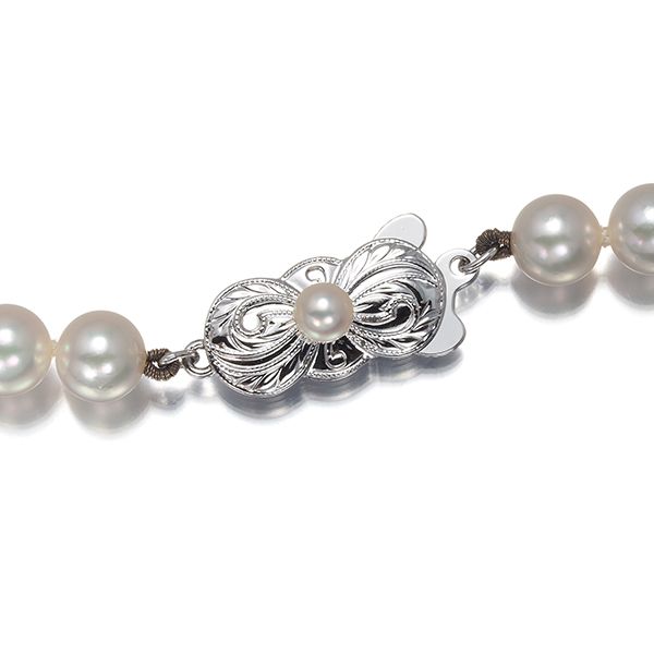 Mikimoto silver necklace with 6.0-6.4mm round pearls and 43cm chain